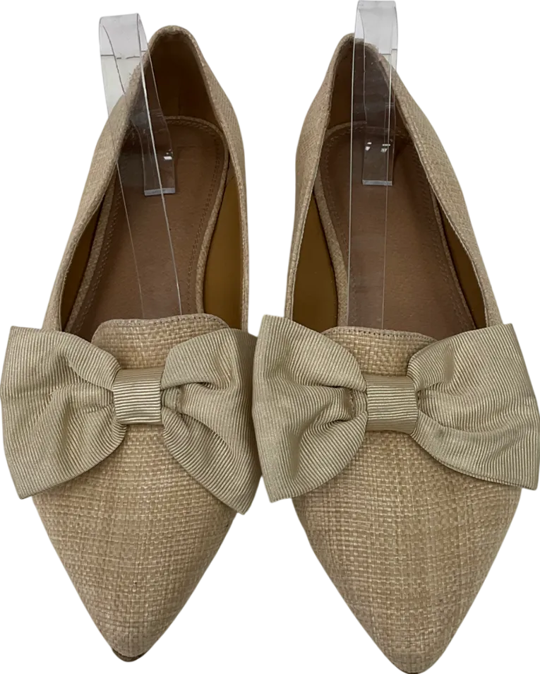 ASOS Beige Wide Fit Woven Pumps With Bow Detailn UK 9 EU 42 👠