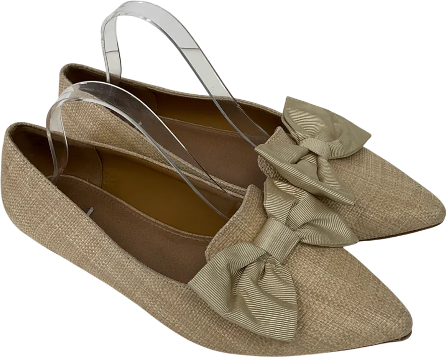ASOS Beige Wide Fit Woven Pumps With Bow Detailn UK 9 EU 42 👠