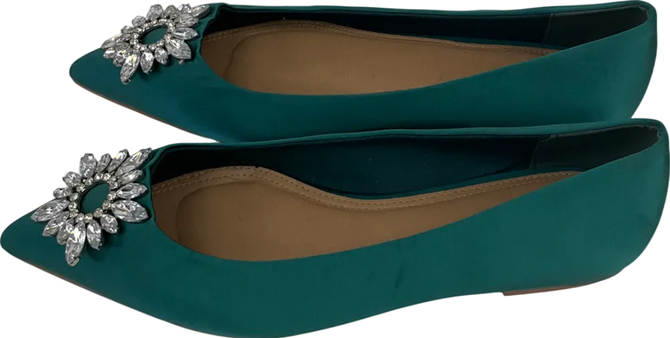 ASOS Green Dimante Embellished Satin Pumps uk 9