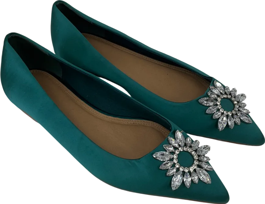 ASOS Green Dimante Embellished Satin Pumps uk 9