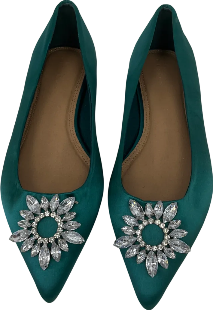 ASOS Green Dimante Embellished Satin Pumps uk 9