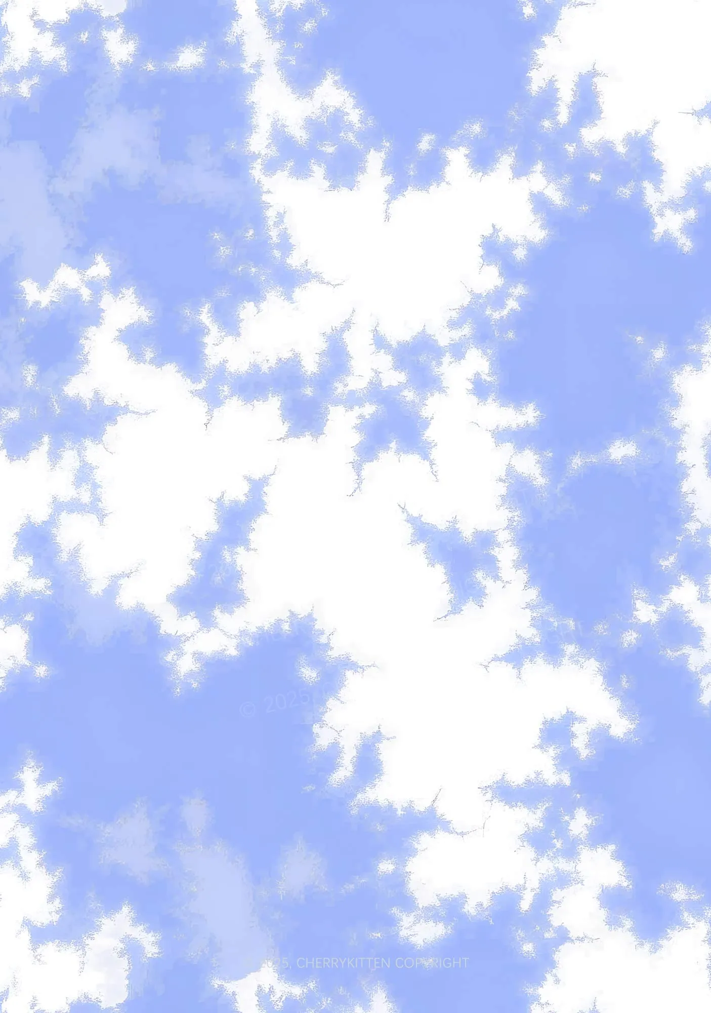 Blue Sky White Clouds Y2K Print Midi Skirt Cherrykitten