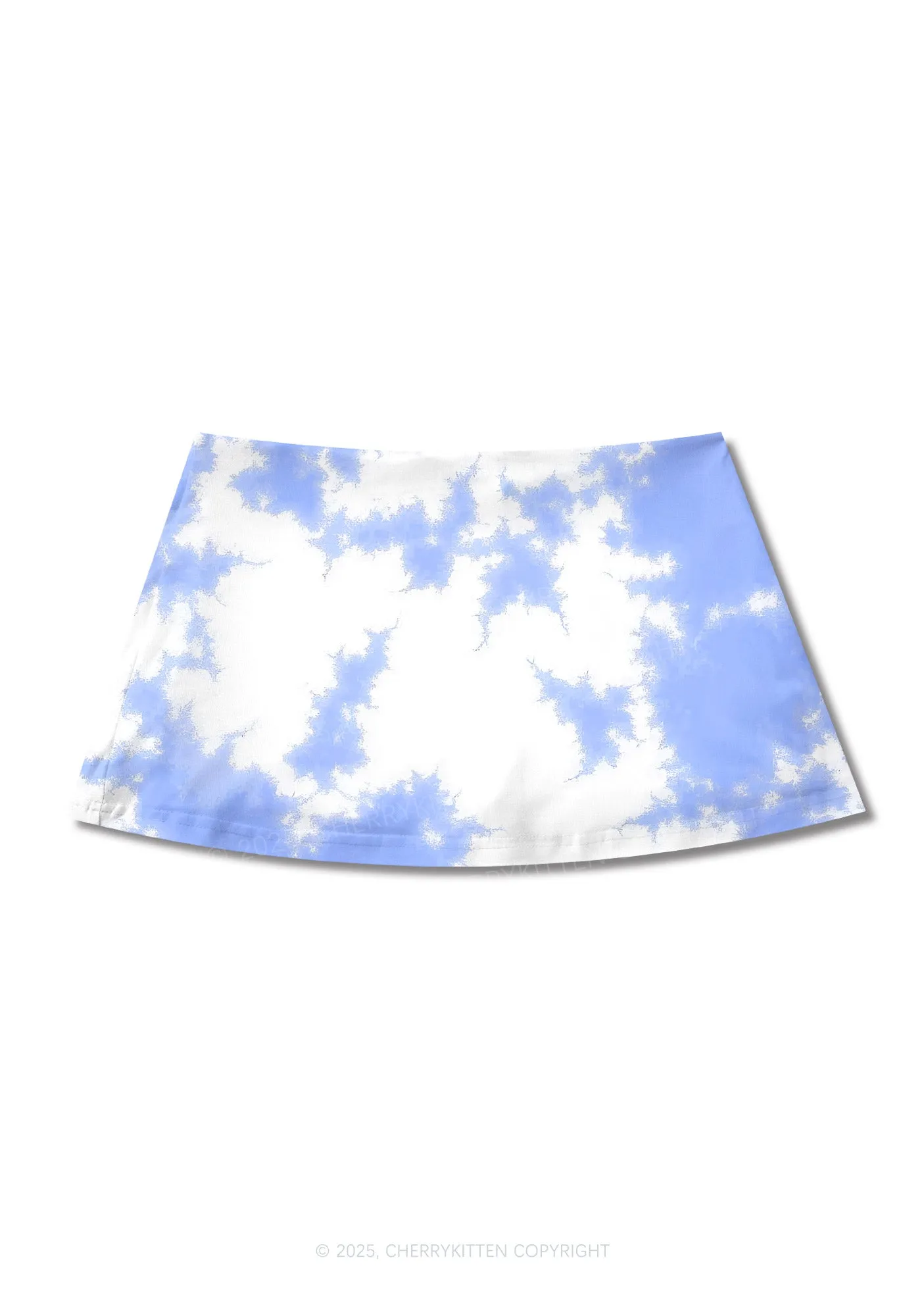 Blue Sky White Clouds Y2K Print Mini Skirt Cherrykitten