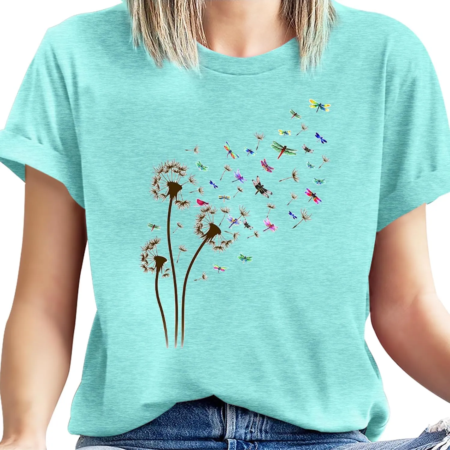 Butterfly Shirts for Women Vintage Floral Tee Shirt Butterfly Graphic Tops Womens Vacation T-Shirt Nature Lover Tee
