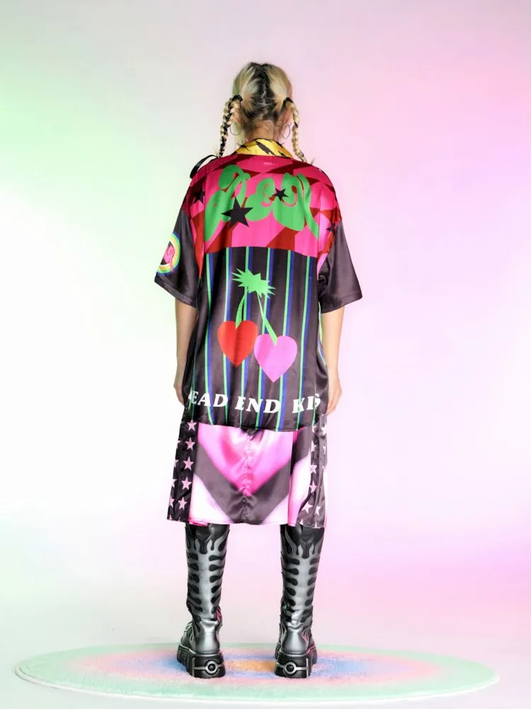Clashing Stripe Printed Silk Blouse【s0000007156】