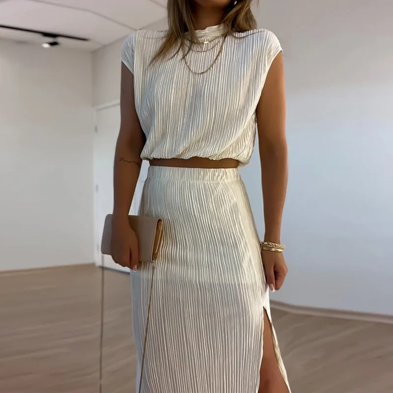 Collar Short Shirt Mid-Length Skirt Two-Piece Suit