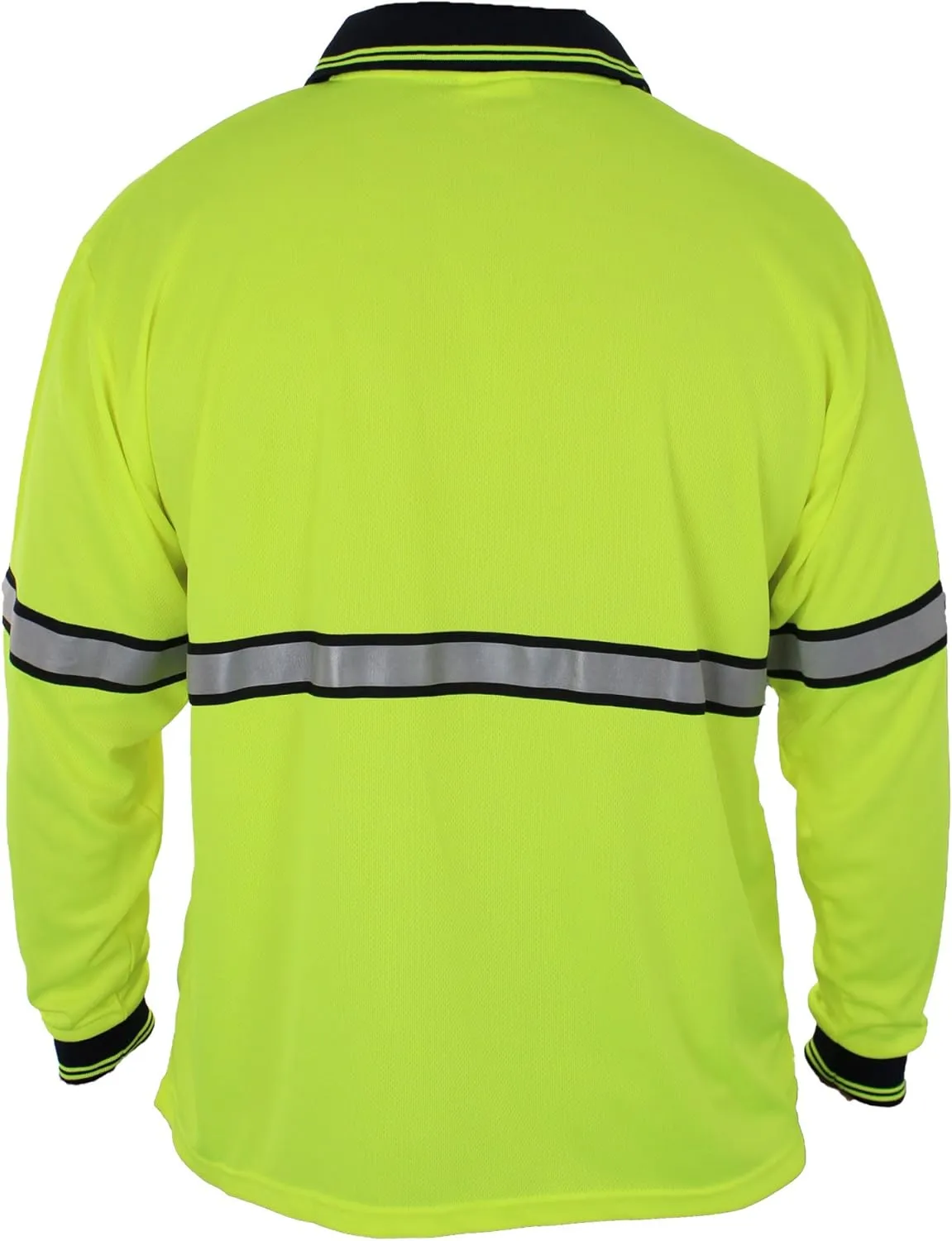 First Class Men's High Visibility Regular Fit Security and Plain Polo Shirt with Reflective Stripes Yellow/Lime ANSI