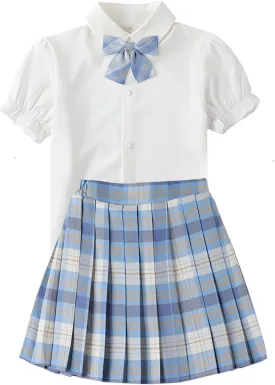 Girls' JK School Uniform Shirt   Skirt Set