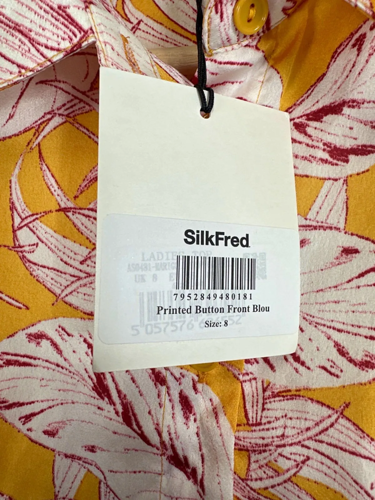 Glamorous Yellow Printed Button Front Blouse UK 8