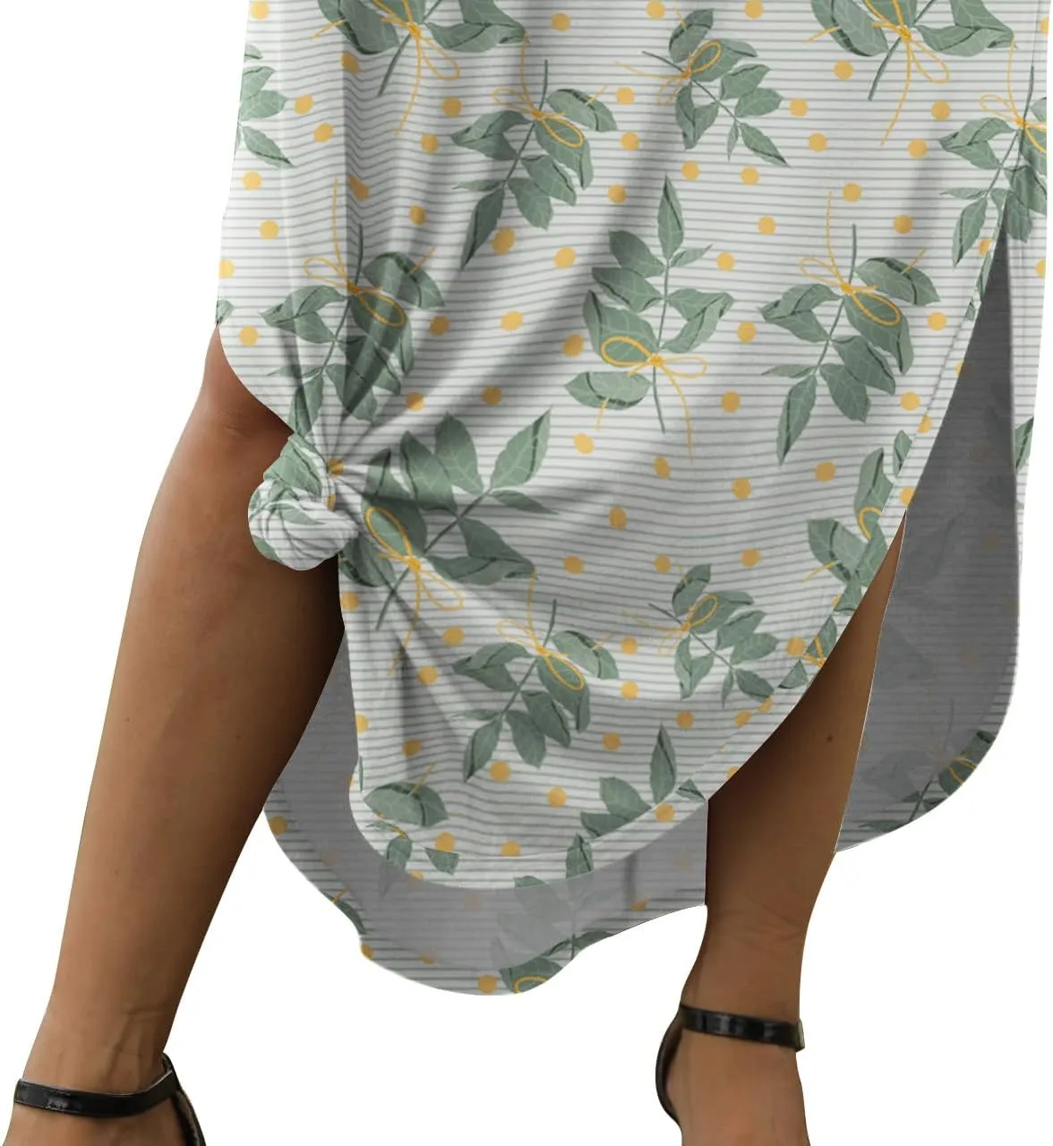 GRECERELLE Women's Summer Casual Loose Sundress Halter/U-Neck Sleeveless Side Slit Long Maxi Dress
