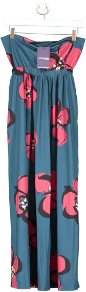 Hotsquash Blue Painterley Floral Teal Maxi Skirt UK 8