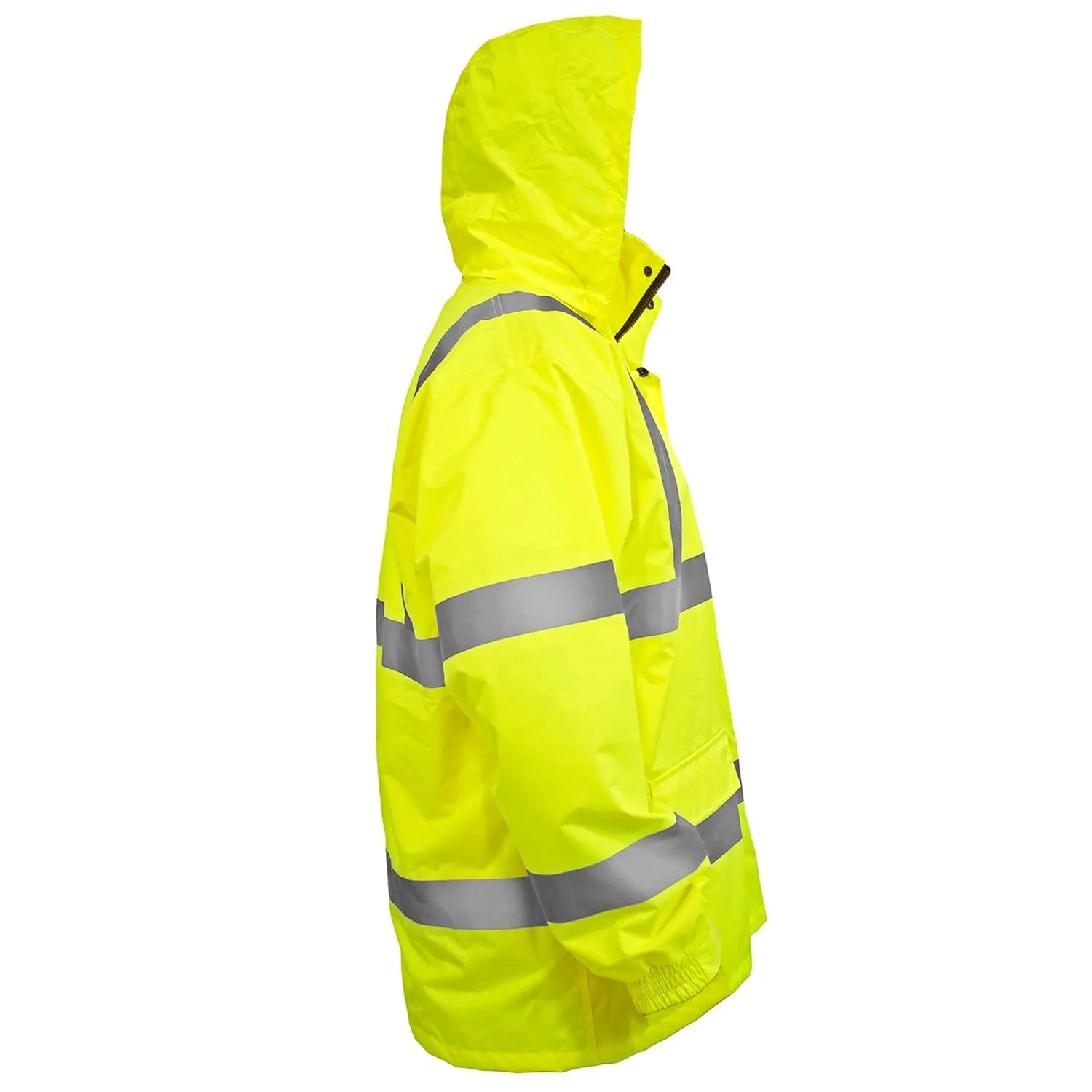 JORESTECH Safety Rain Jacket Waterproof Reflective High Visibility with Interior Mesh Yellow/Lime ANSI Class 3 Level 2 Type R JK-03 (M)