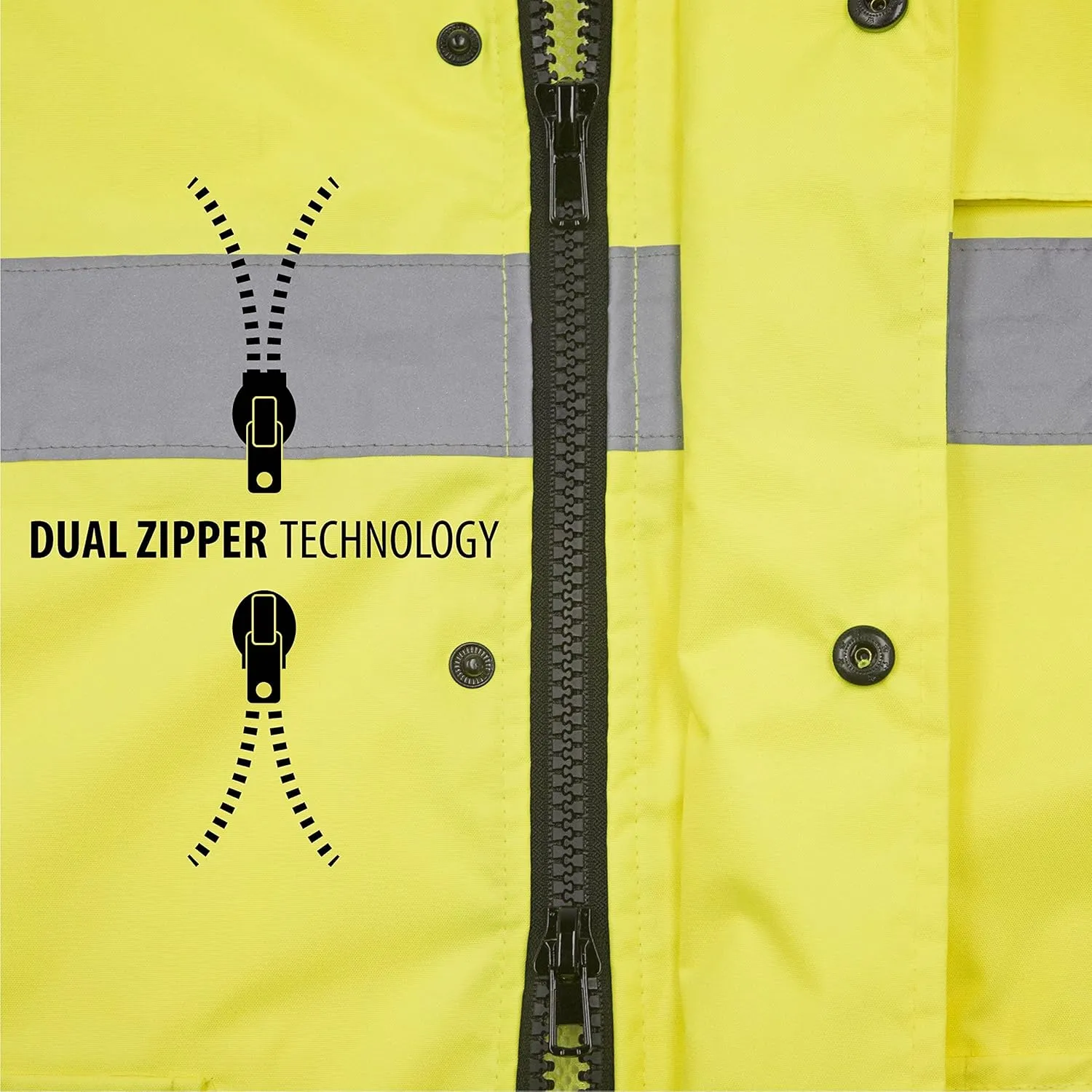 JORESTECH Safety Rain Jacket Waterproof Reflective High Visibility with Interior Mesh Yellow/Lime ANSI Class 3 Level 2 Type R JK-03 (M)