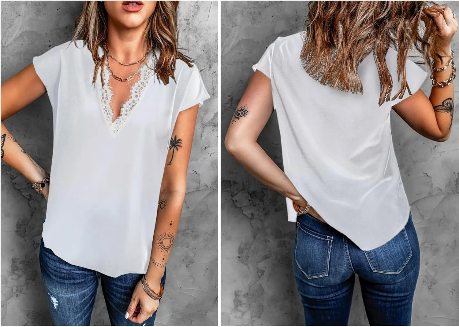 lime flare Dressy Lace Trim Blouse Tops Popular Short Sleeve Shirt