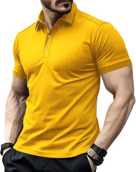 Men's Polo Shirts Cotton Basic Casual Short Sleeve Textured Polo T Shirt Classic Casual Golf Collar Tee