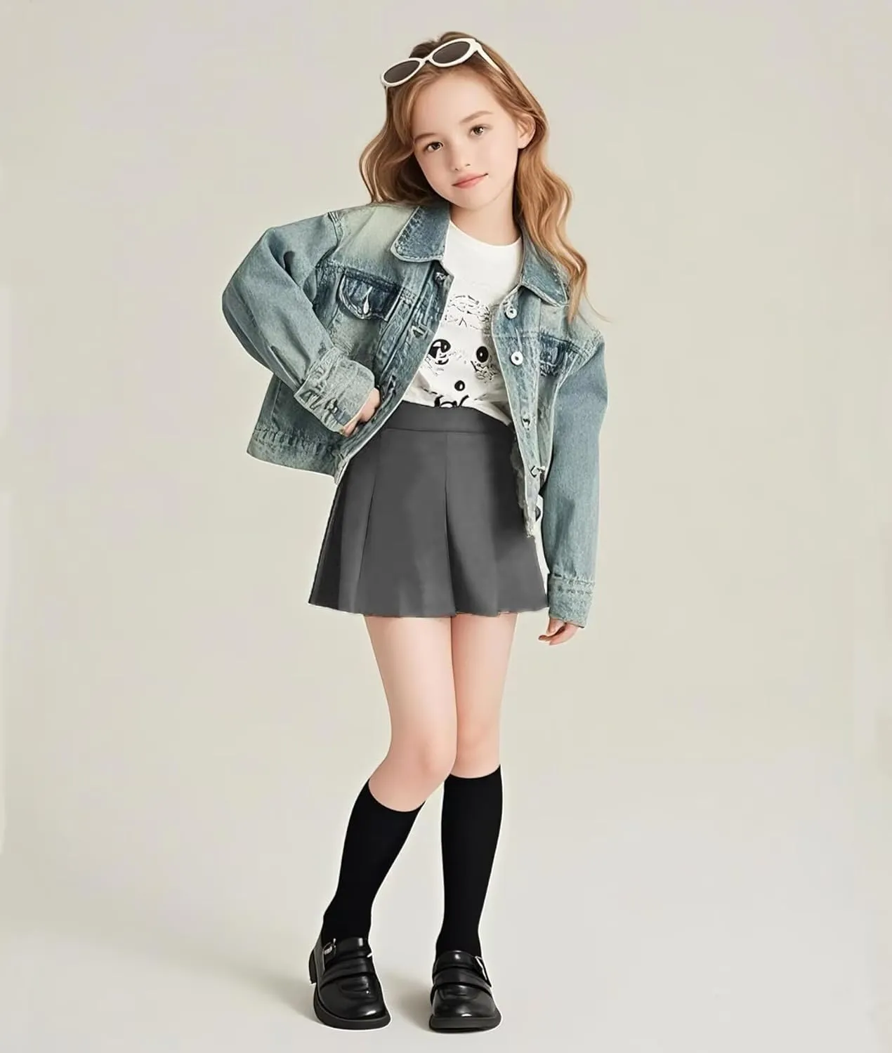 Pleated Skirts for Girls High Waisted School Uniform Skort with Undershorts Athletic Girls Tennis Skirt 2-14