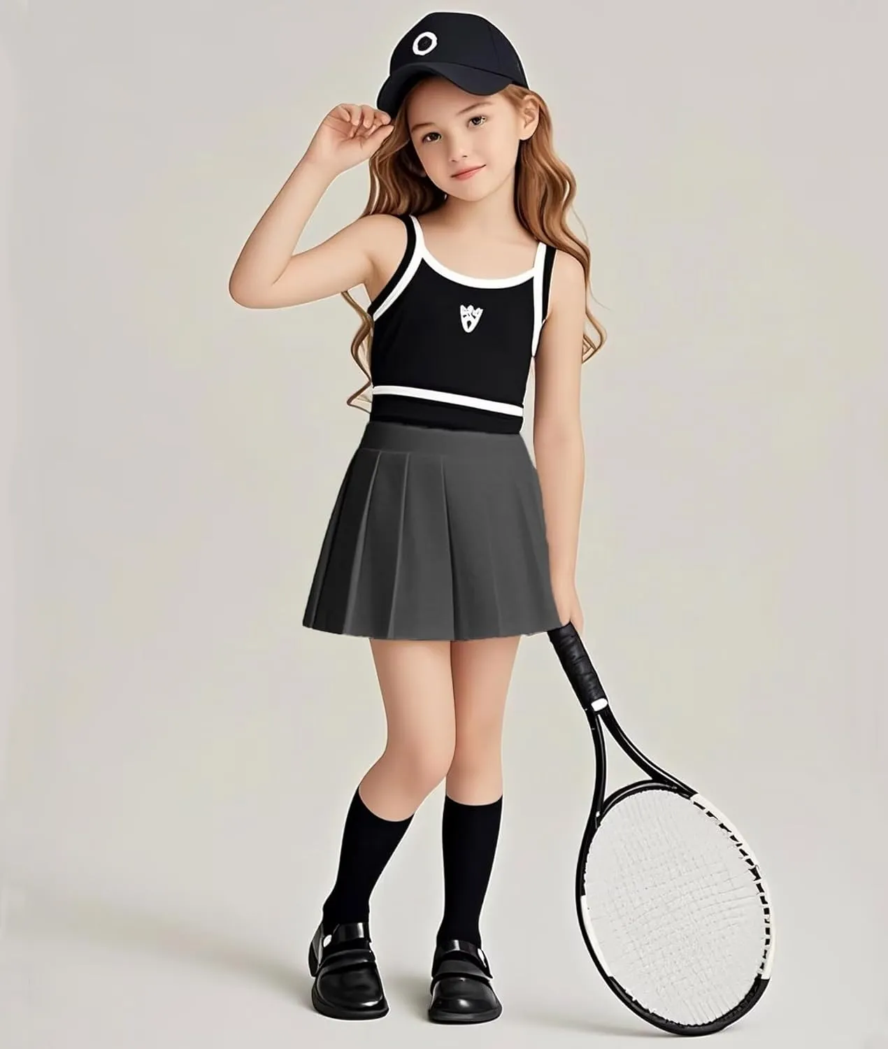 Pleated Skirts for Girls High Waisted School Uniform Skort with Undershorts Athletic Girls Tennis Skirt 2-14