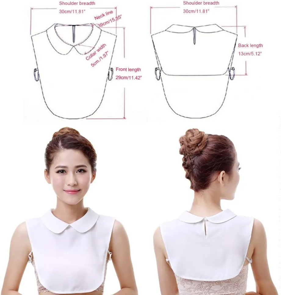 Shinywear Ruffles Turtle Neck False Shirt Collar Lace Crystal Pearls Decorative Dicky Choker Detachable Doll Lapel Blouse