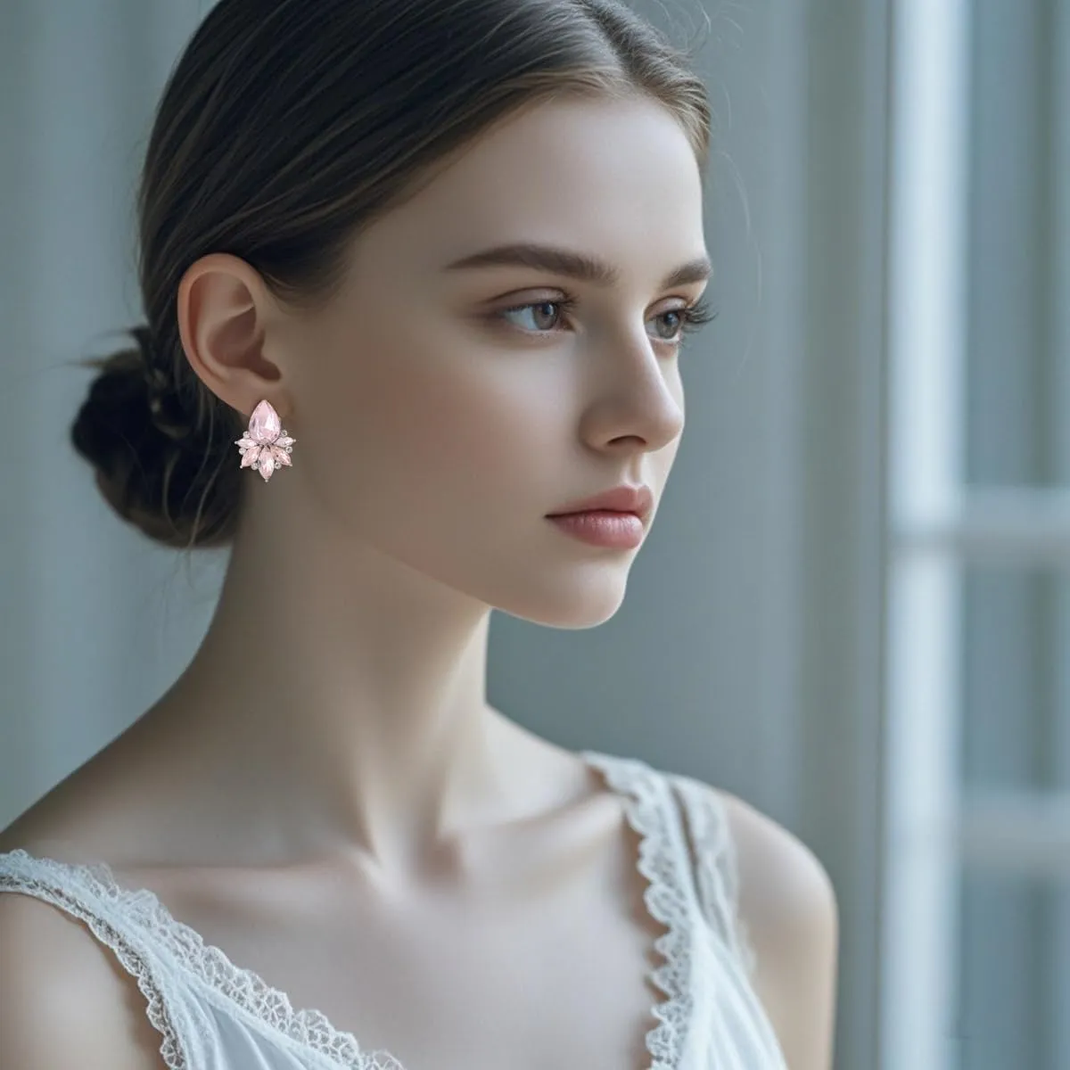 Vintage Rhinestone Earrings Fancy Crystal Cluster Drop Earrings Art Deco Earrings for Women