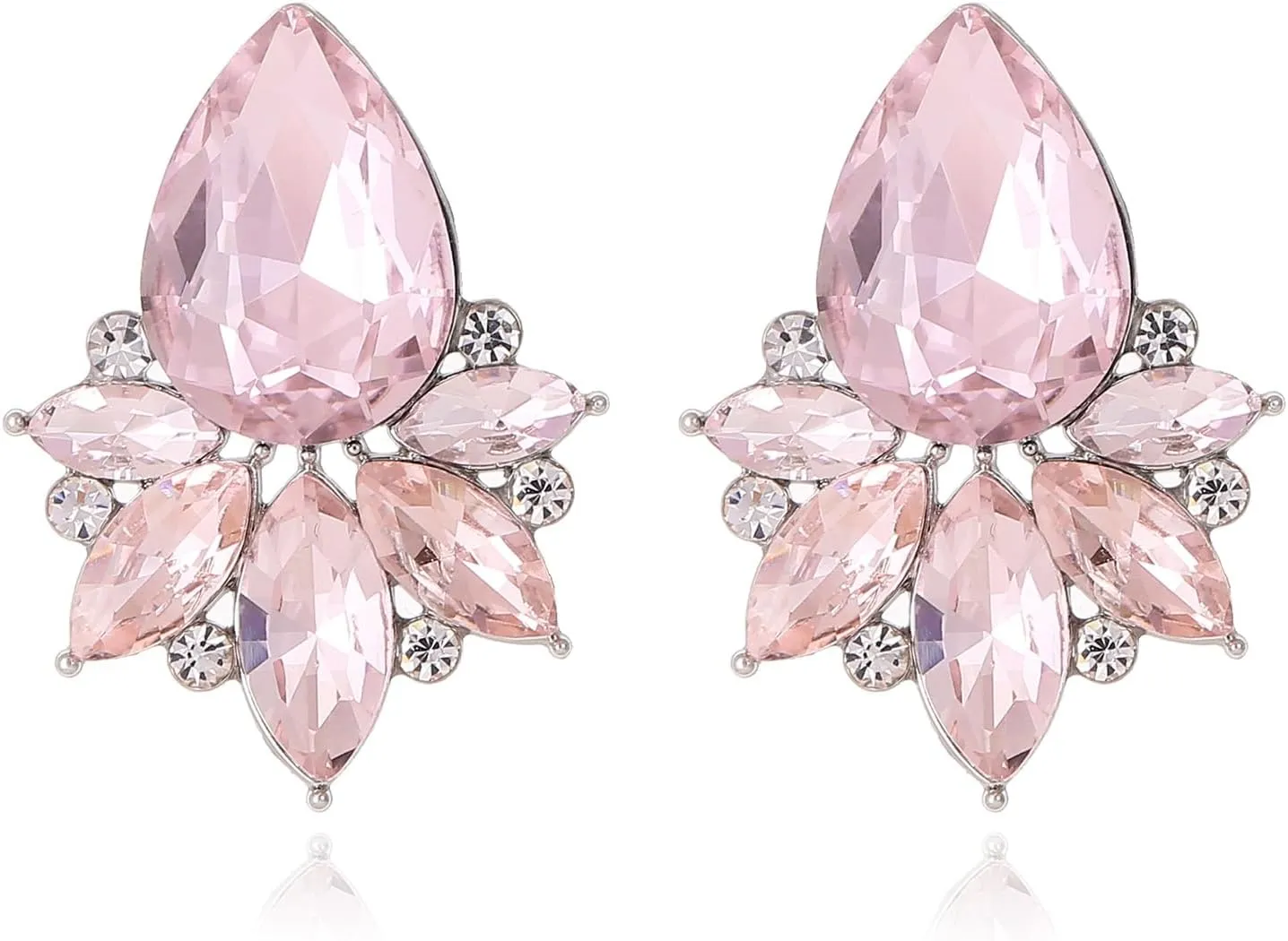 Vintage Rhinestone Earrings Fancy Crystal Cluster Drop Earrings Art Deco Earrings for Women