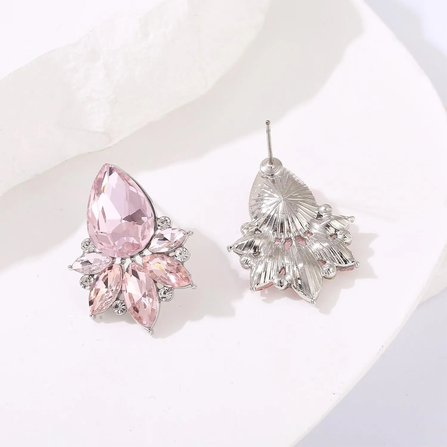 Vintage Rhinestone Earrings Fancy Crystal Cluster Drop Earrings Art Deco Earrings for Women