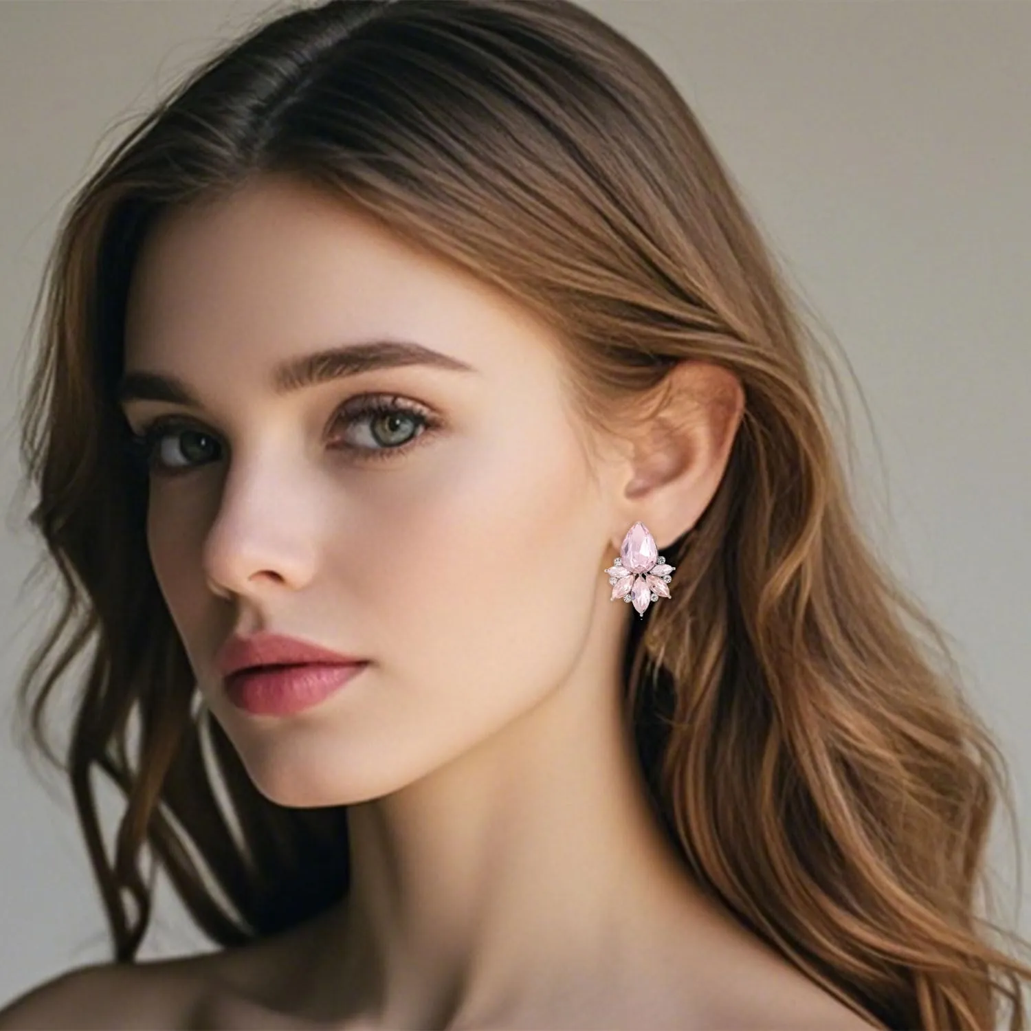 Vintage Rhinestone Earrings Fancy Crystal Cluster Drop Earrings Art Deco Earrings for Women