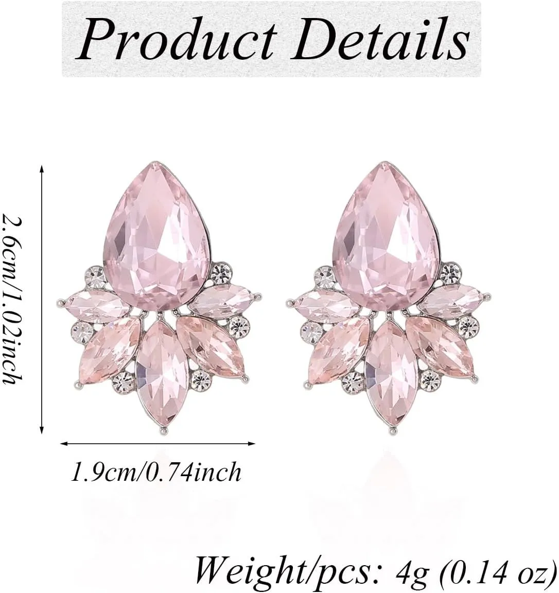 Vintage Rhinestone Earrings Fancy Crystal Cluster Drop Earrings Art Deco Earrings for Women