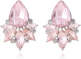 Vintage Rhinestone Earrings Fancy Crystal Cluster Drop Earrings Art Deco Earrings for Women