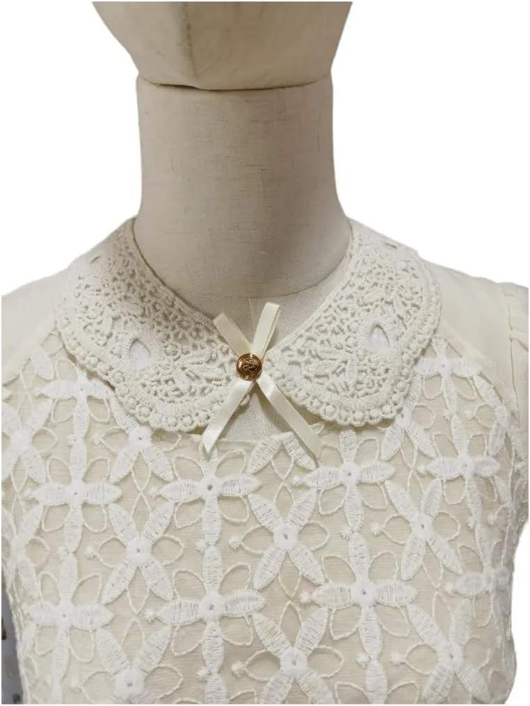 Vpang Detachable Blouse False Collar Sweet Lace Flowers Fake Collar Choker Peter Pan Necklace