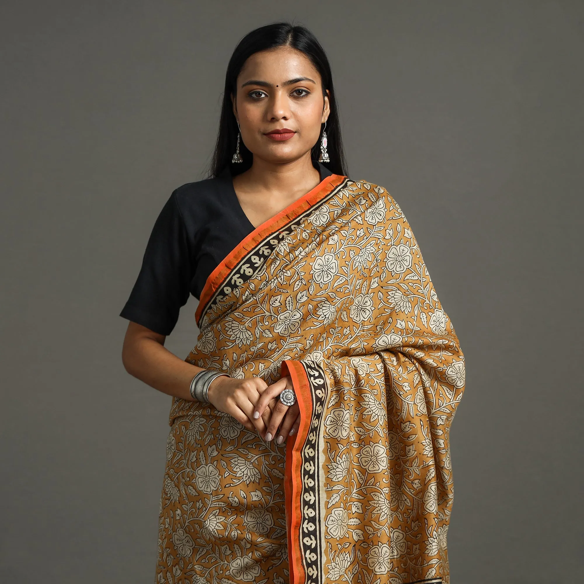 Yellow - Bagru Block Printed Handloom Chanderi Silk Saree
